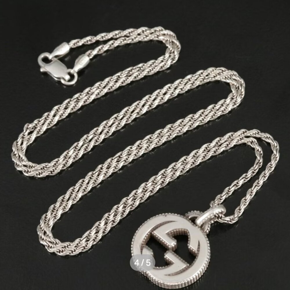 Gucci Sterling Interlocking G Pendant with a Rope Chain